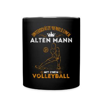 Old Man Volleyball Volleyballer Grandpa Gift Idea - Full Colour Mug - black - Front