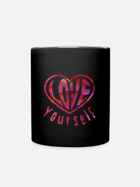 Love Yourself - Herz - Tasse einfarbig - Schwarz