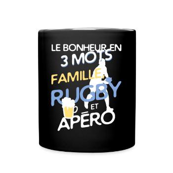 Rugby, family and aperitif - Full Colour Mug - black - Front