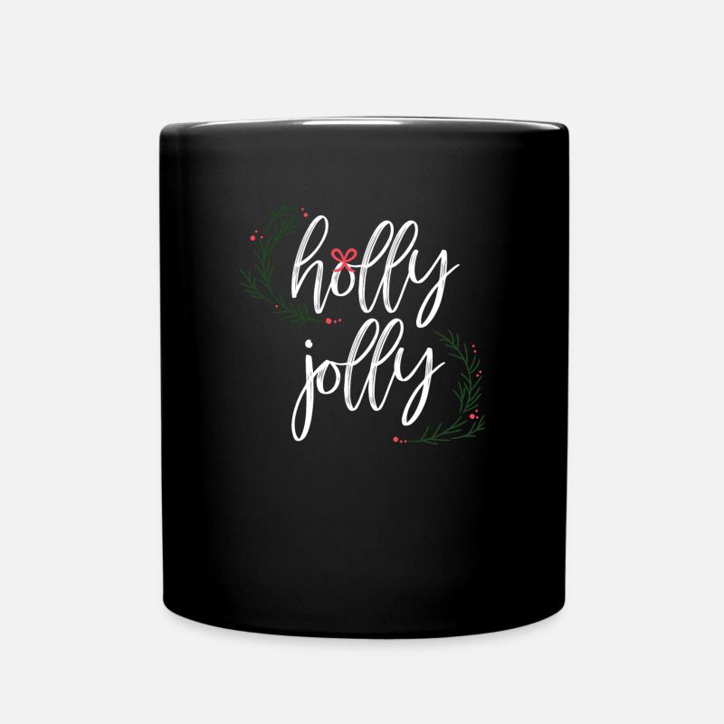 Holly Jolly Weihnachten X-mas - Tasse einfarbig - Schwarz