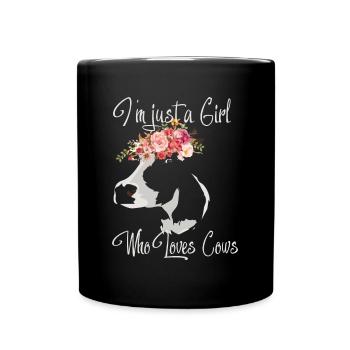 Ich bin ein Mädchen das Kühe liebt Geschenkidee - Tasse einfarbig - Schwarz - Vorne