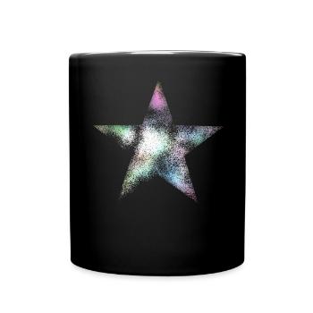 Regenbogen Stern / VINTAGE Perlmutt - Tasse einfarbig - Schwarz - Vorne