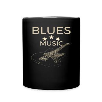 blues music bass design for blues musicians - Full Colour Mug - black - Front