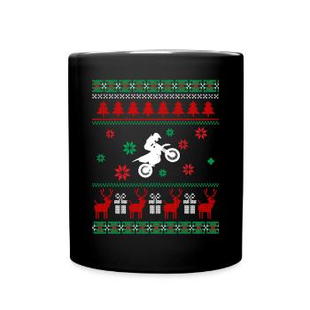 Ugly Christmas Sweater Motorrad Geschenk Weihnacht - Tasse einfarbig - Schwarz - Vorne