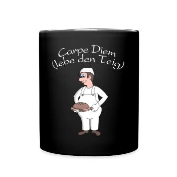Bäcker Carpe Diem - Lebe den Teig - Tasse einfarbig - Schwarz - Vorne