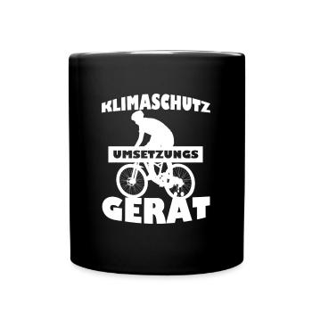 Klimaschutz Fahrrad lustig Umwelt Idee - Tasse einfarbig - Schwarz - Vorne