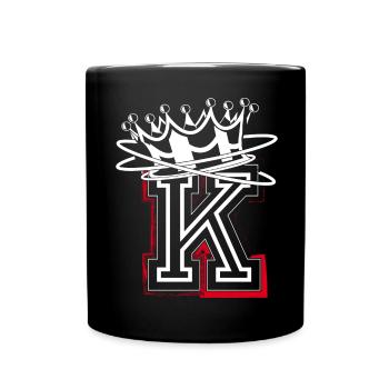 Buchstabe K mit Krone - Tasse einfarbig - Schwarz - Vorne