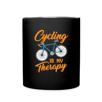 Cycling is my therapy - Bicycle Sport - Full Colour Mug - black - Front