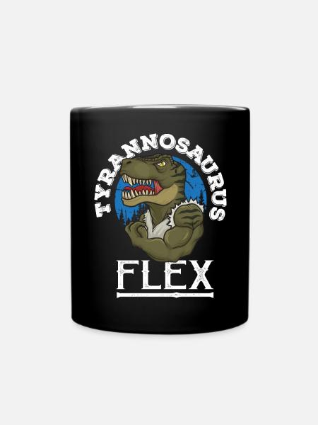 Tyrannosaurus flex muscle bodybuilding Dino T-Rex - Full Colour Mug - black