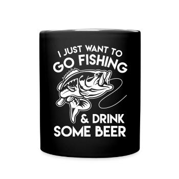 Je veux juste aller à la pêche et boire de la bière - Mug uni - noir - Devant