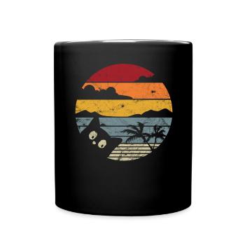 Chat cool dans un style rétro. - Mug uni - noir - Devant