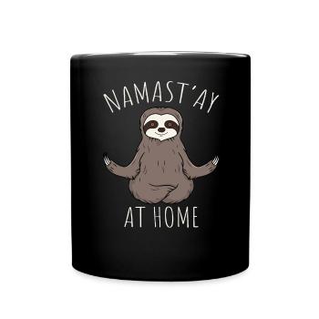 Cadeau de méditation yoga paresseux Namaste At Home - Mug uni - noir - Devant