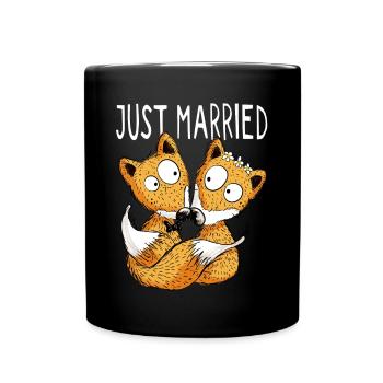 Just Married Foxes - Fox Wedding - Gift - Full Colour Mug - black - Front