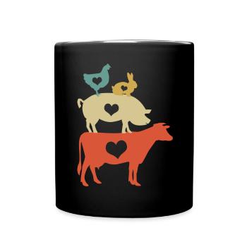 Vegan vegan vegan animaux coeur - Mug uni - noir - Devant