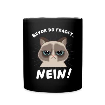 mürrische Katze - Tasse einfarbig - Schwarz - Vorne