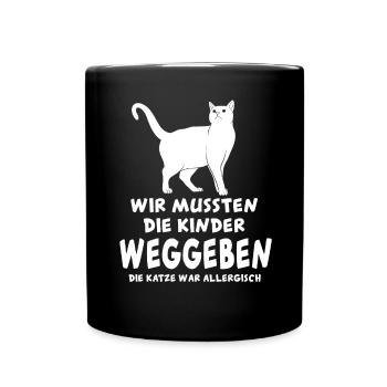 Katze lustig - Tasse einfarbig - Schwarz - Vorne