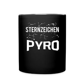Sternzeichen Pyro Pyromane Silvester Feuerwerk - Tasse einfarbig - Schwarz - Vorne