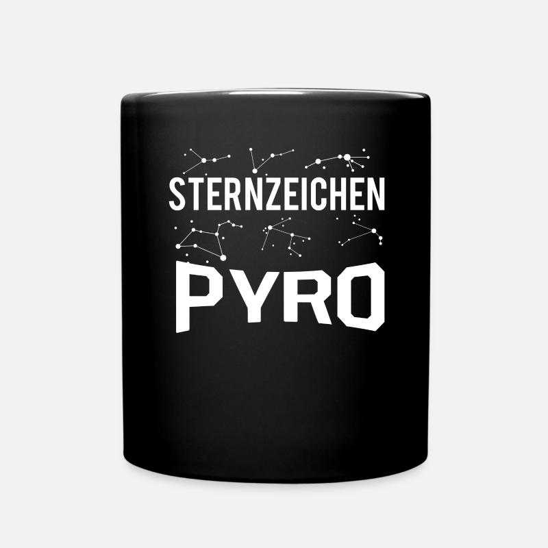 Sternzeichen Pyro Pyromane Silvester Feuerwerk - Tasse einfarbig - Schwarz