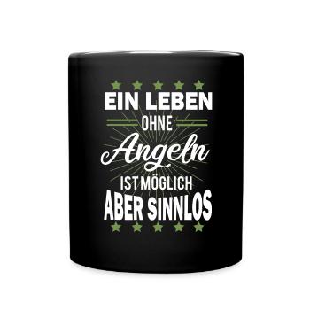 Angeln - Tasse einfarbig - Schwarz - Vorne