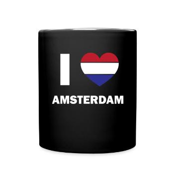 I love Amsterdam - Tasse einfarbig - Schwarz - Vorne