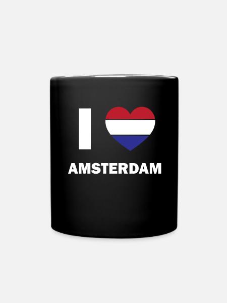 I love Amsterdam - Tasse einfarbig - Schwarz
