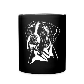 BOXER allemand chien portrait chien chiens Wilsigns - Mug uni - noir - Devant