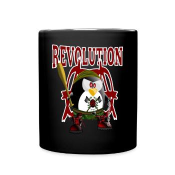 Pinguin, Revolution - Tasse einfarbig - Schwarz - Vorne