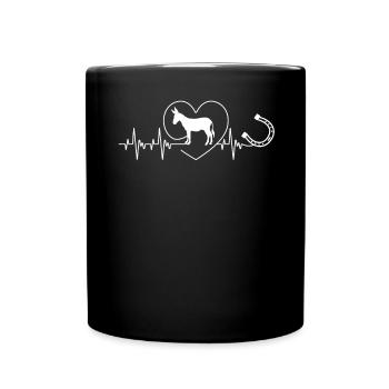 Heartbeat Donkey Horseshoe Happiness for All Gift - Full Colour Mug - black - Front