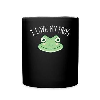 Frösche Ich liebe meinen Frosch Kröte Geschenk - Tasse einfarbig - Schwarz - Vorne