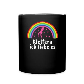 Bouldern Klettern Bergsteigen Felsen Frau Geschenk - Tasse einfarbig - Schwarz - Vorne