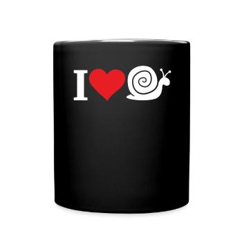 Schnecke Ich Liebe Schnecken Herz Langsam Geschenk - Tasse einfarbig - Schwarz - Vorne