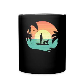 Stand Up Paddling Dog SUP Sea Dog Lake Gift - Full Colour Mug - black - Front