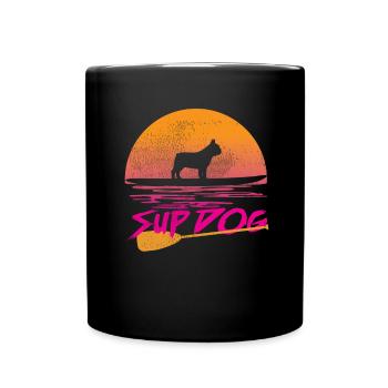 Stand Up Paddling Französische Bulldogge Geschenk - Tasse einfarbig - Schwarz - Vorne