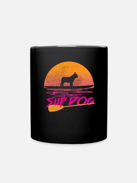 Stand Up Paddling French Bulldog gift - Full Colour Mug - black