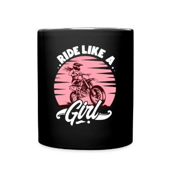 Ride Like A Girl Motocross - Full Colour Mug - black - Front