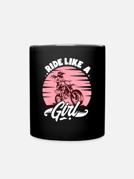 Ride Like A Girl Motocross - Tasse einfarbig - Schwarz