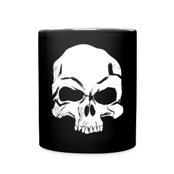 Detaillierte Totenkopf-Illustration - Tasse einfarbig - Schwarz - Vorne