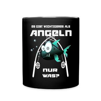 Lustiger Angler Spruch - Tasse einfarbig - Schwarz - Vorne