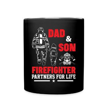 Père et fils des pompiers - Mug uni - noir - Devant