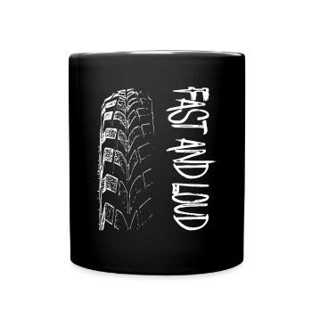 Rapide et fort / Tuning / Voiture / Moto / Pneus - Mug uni - noir - Devant