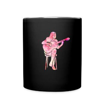 Gitarristin Gitarrenspielerin Gitarre Geschenk - Tasse einfarbig - Schwarz - Vorne