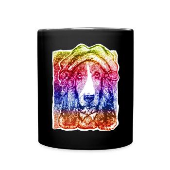 Dame de chien avec capot (arc-en-ciel) - Mug uni - noir - Devant