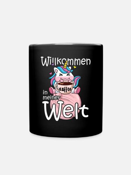 Wolle Und Kaffee Süßes Einhorn - Tasse einfarbig - Schwarz