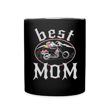 best mom mom unicorn motorcycle gift - Full Colour Mug - black - Front
