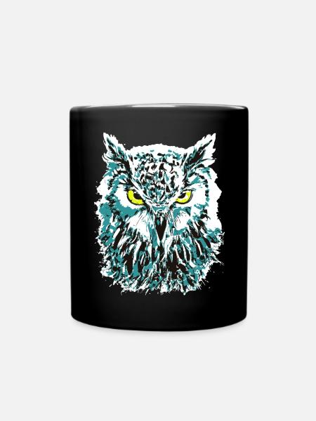 Hibou coloré - Tête de hiboux - Kauz - Hibou coloré - Mug uni - noir