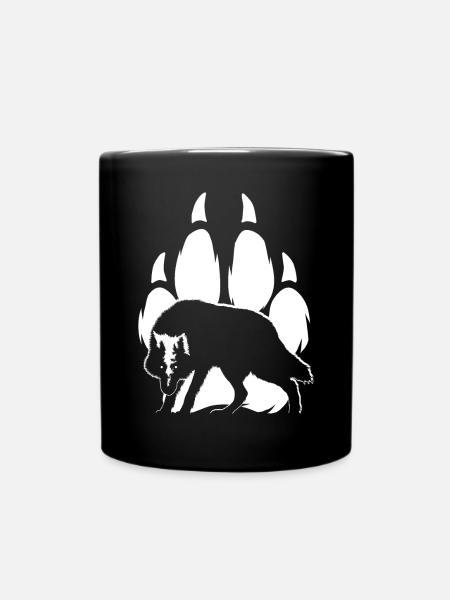 Silhouette et patte de loup - Mug uni - noir