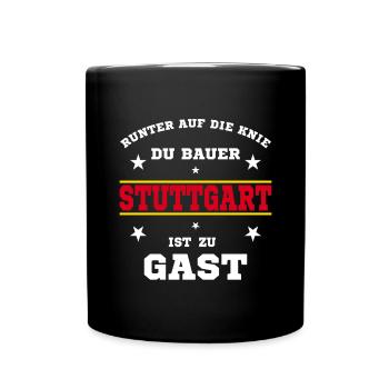 Stuttgart Fussball Fan Stadion - Tasse einfarbig - Schwarz - Vorne