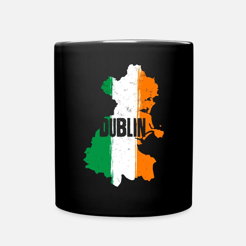 Dublin Ireland Flag | County Outline Map - Full Colour Mug - black