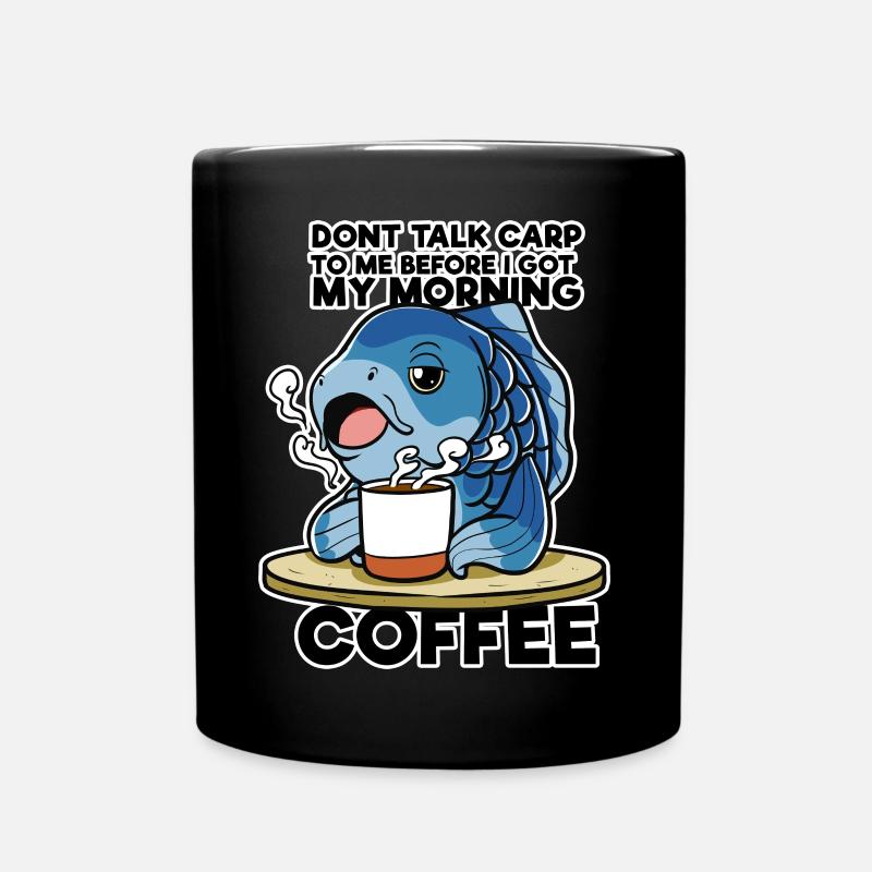 Lustiges Karpfenangeln Kaffeehemd-Angler-Geschenk - Tasse einfarbig - Schwarz