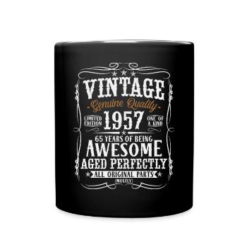 65 birthday vintage born in 1957 - Full Colour Mug - black - Front